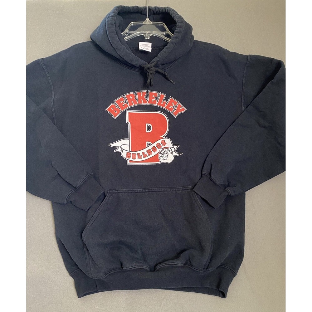 Y2K Berkeley Bulldogs Sweatshirt Adult Medium Black Red College Hoodie Football - Picture 1 of 10